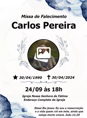 Convite Missa de Falecimento com Foto para Editar Online