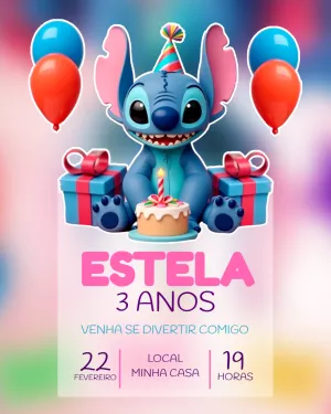 Invitación de cumpleaños Stitch – Estático – Pub Studio G