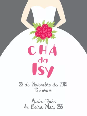 Convite Chá de Panela com Noiva Ilustrada para Editar Online