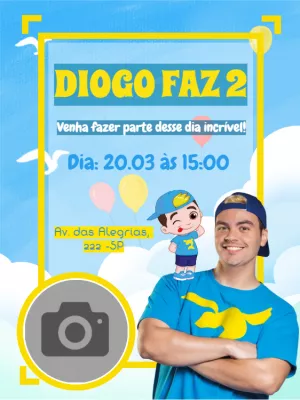Convite Aniversário Luccas Neto com Foto para Editar Online