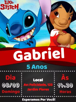 Invitación de cumpleaños Stitch – Estático – R🌹 ZA  P..