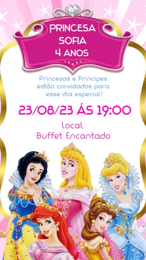 Invito di compleanno Principesse – Statico – Heliene Designer