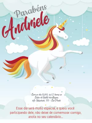 Convite de Aniversário Unicórnio Mágico para Editar Online