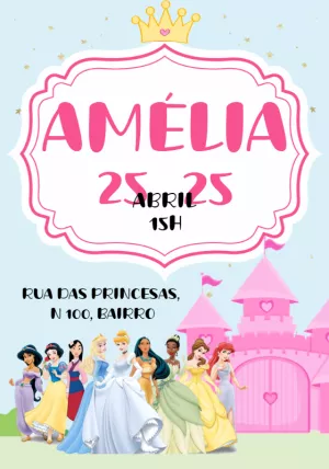 Invitación de cumpleaños Princesas – Estático – Beatriz Lopes dos Anjos