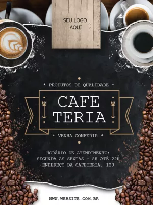 Folheto Editável para Cafeteria com Estilo Rústico para Editar