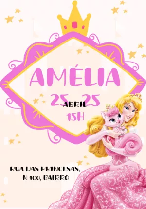 Invitación de cumpleaños Princesas – Estático – Beatriz Lopes dos Anjos