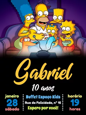 Convite de Aniversário Simpsons para Editar Online