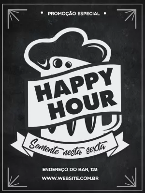 Panfleto de Happy Hour Estilo Quadro Negro para Editar Online