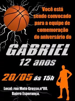 Convite de Aniversário Basquete para Editar Online