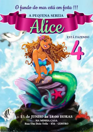 Invito di compleanno La Sirenetta – Statico – Jotta