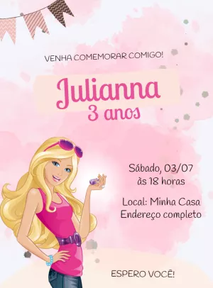 Invitación de cumpleaños Barbie – Estático – Decore Arte
