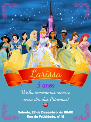 Invitación de cumpleaños Princesas – Estático – Pedro Henrique