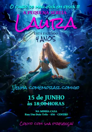 Invitación de cumpleaños La Sirenita – Estático – Jotta