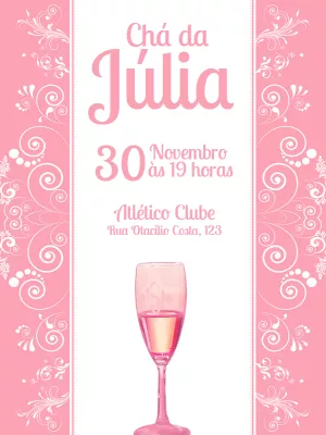 Convite Chá de Panela Rosa Elegante para Editar Online