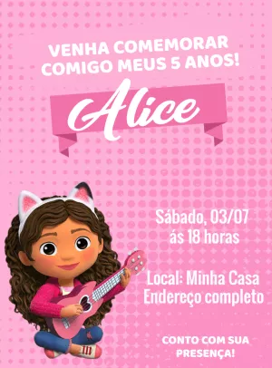 Convite de Aniversário Casa Mágica da Gabby para Editar Online
