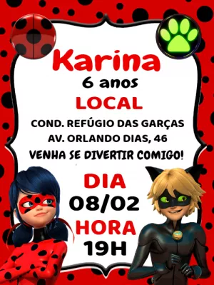 Convite de Aniversário Ladybug Miraculous para Editar Online