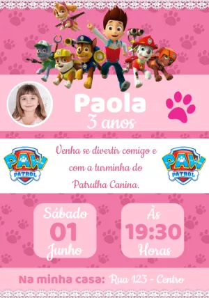 Invito di compleanno Paw Patrol – Statico – Convites e Artes Digitais