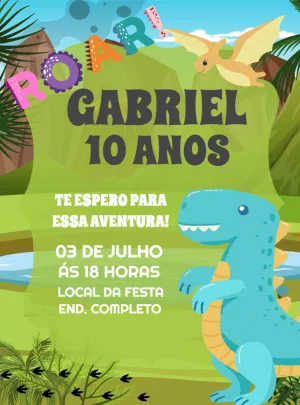 Invitación de cumpleaños Dinosaurio – Estático – Decore Arte