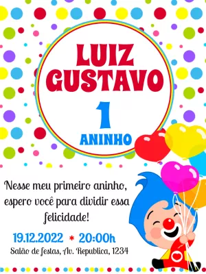 Convite de Aniversário Plim Plim Colorido para Editar Online