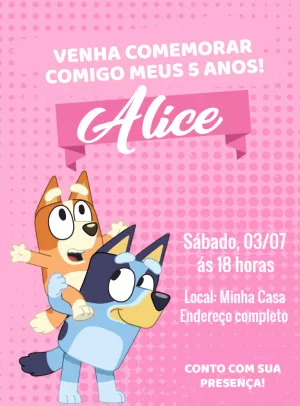 Invito di compleanno Bluey – Statico – Decore Arte