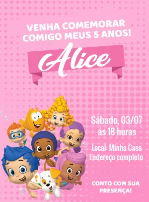 Convite de Aniversário Bubble Guppies para Editar Online