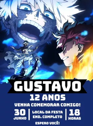 Convite Aniversário Dabi Boku no Hero para Editar Online