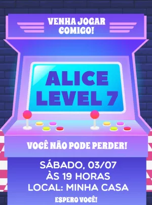 Convite Aniversário Video Game Arcade para Editar Online