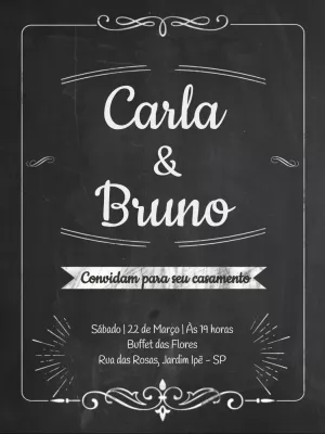 Convite de Casamento Chalkboard para Editar Online