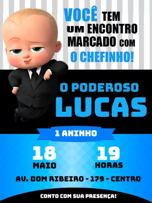 Convite Aniversário Poderoso Chefinho para Editar Online