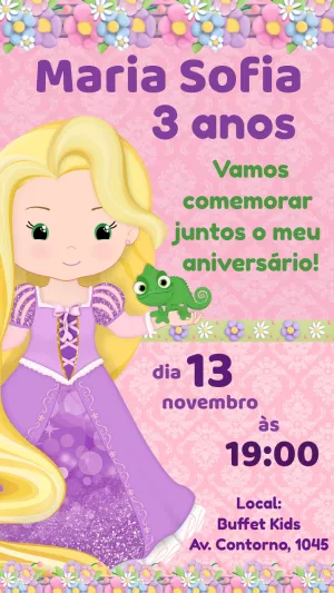 Invito di compleanno Rapunzel – Statico – Heliene Designer