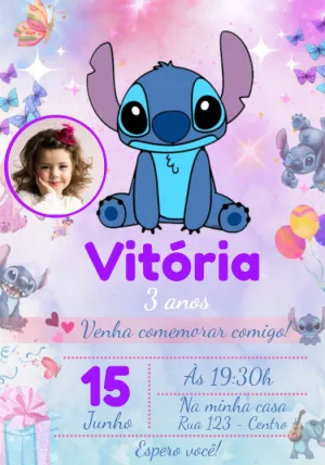 Invitación de cumpleaños Stitch – Estático – Convites e Artes Digitais
