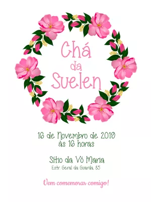 Convite de Chá de Panela Floral Delicado para Editar Online