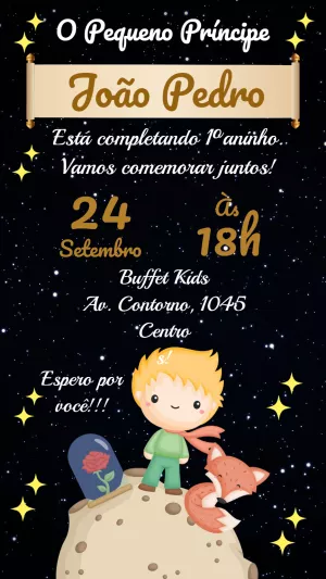Convite Aniversário O Pequeno Príncipe para Editar Online