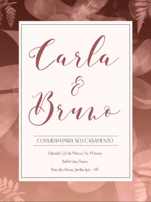 Convite de Casamento Floral Rosé Elegante para Editar Online