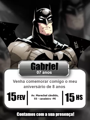 Invitación de cumpleaños Batman – Estático – Carolina
