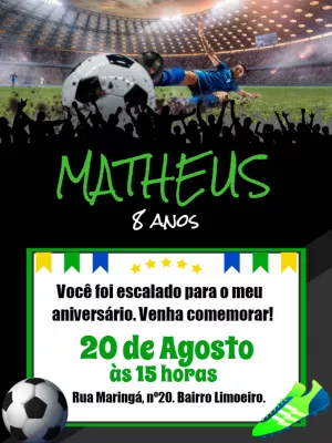 Soccer Birthday Invitation – Static – Bella Liz Convites