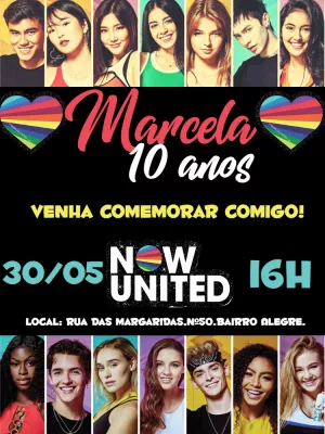 Convite de Aniversário Now United para Editar Online
