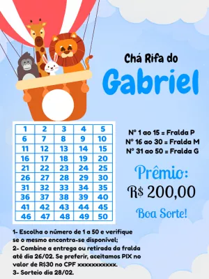 Chá Rifa Safari com Animais Fofos para Editar Online