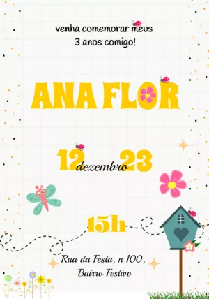 Invitación de cumpleaños Jardín encantado – Estático – Beatriz Lopes dos Anjos