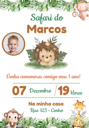 Safari Birthday Invitation – Static – Convites e Artes Digitais