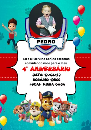 Invito di compleanno Paw Patrol – Statico – Callahan