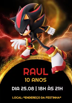 Convite de Aniversário Shadow Sonic para Editar Online