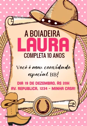 Invito di compleanno Cowgirl – Statico – C&B artes