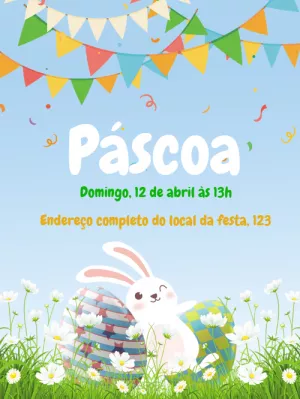 Convite de Páscoa com Coelhinho Fofo para Editar Online