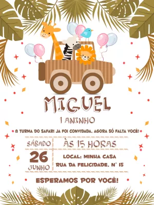 Safari Birthday Invitation – Static – Pedro Henrique
