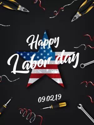 Labor Day Post with American Flag & Tools to Edit