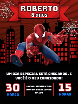 Convite Homem-Aranha Aniversário Editável Online