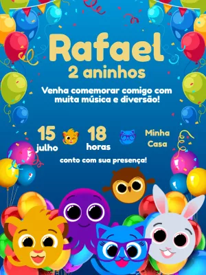 Convite de Aniversário Bolofofos com Personagens para Editar