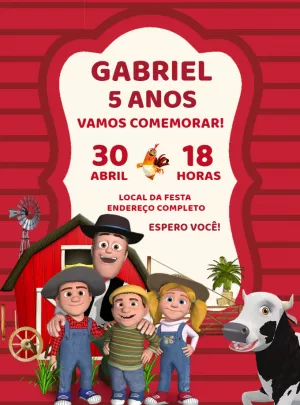 Convite de Aniversário Fazendinha do Zenon Editável Online