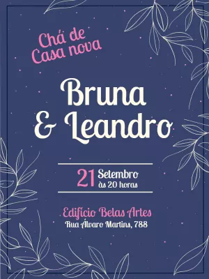 Convite Chá de Casa Nova Floral Elegante para Editar Online